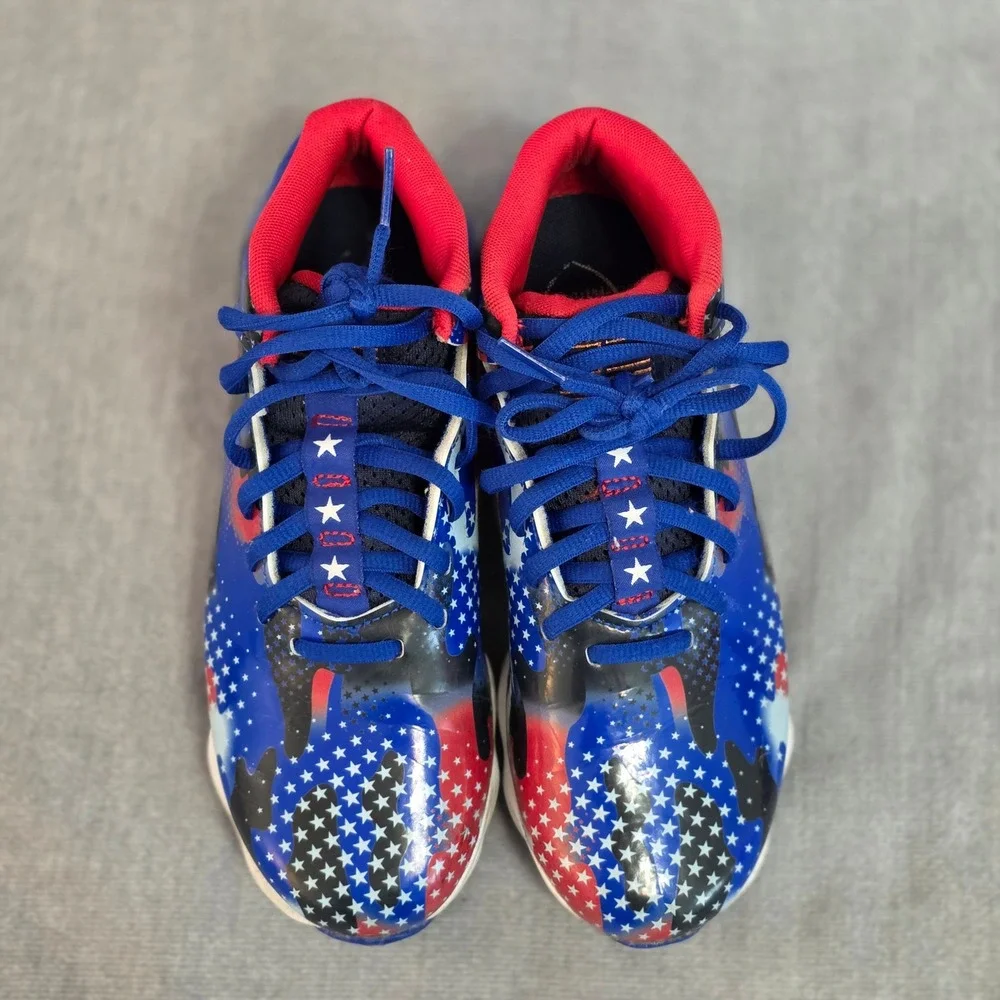 Under Armour Leadoff Mid RM Baseball Cleats Kids 4Y Blue Red Stars Stripes